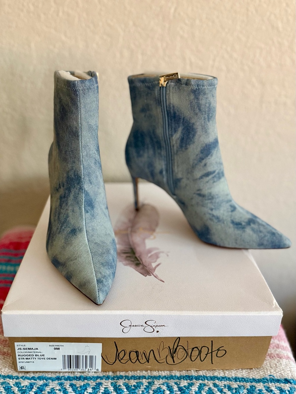 Jessica Simpson Semaja Denim Stiletto Ankle Booties Size 9 Rugged Blue NIB - Picture 12 of 12